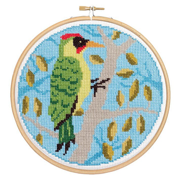 Green Woodpecker Beginner Cross Stitch Pattern